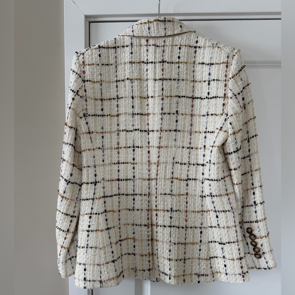 NWT Veronica Beard Healy Ecru Multi Dickey Plaid Wool-Blend Jacket Size 8 - Picture 7 of 10
